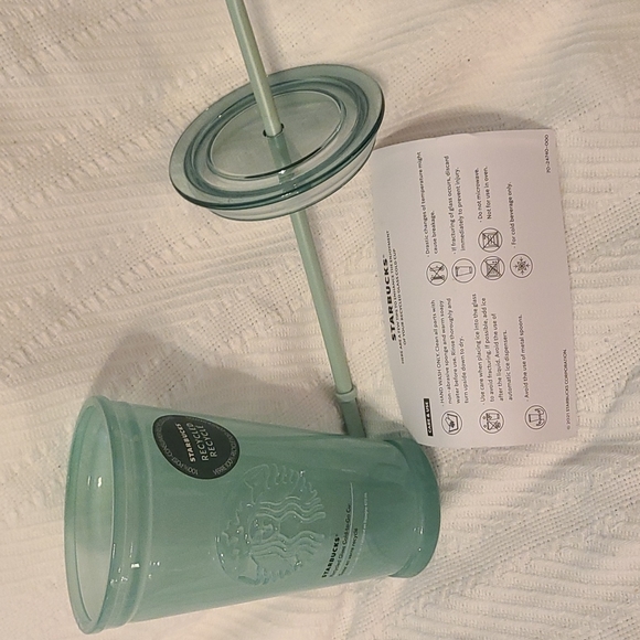 NWT Starbucks Summer 2021 16oz Recycled Glass Cold Cup Tumbler - Picture 5 of 5